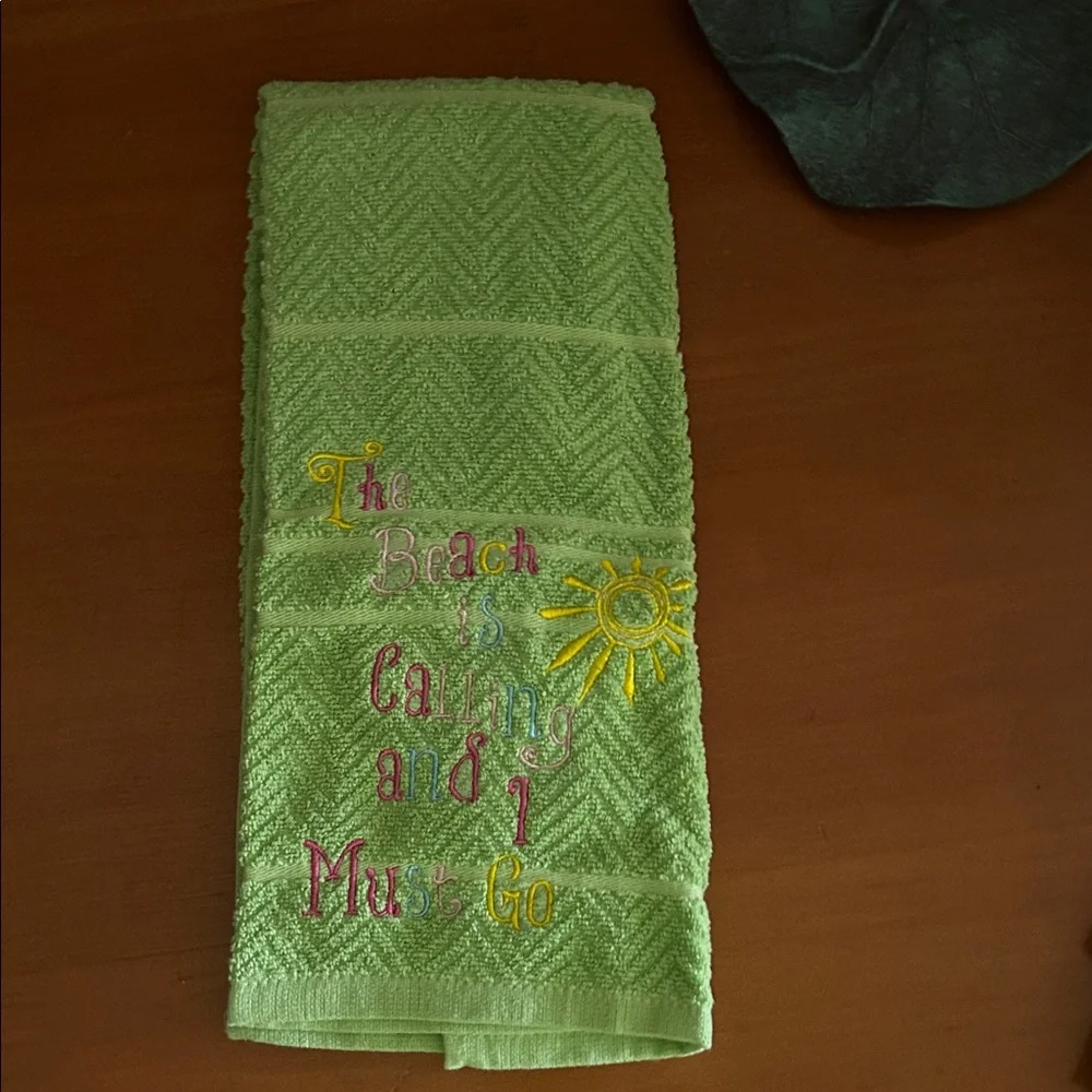 Green Beach Themed Kitchen Towel